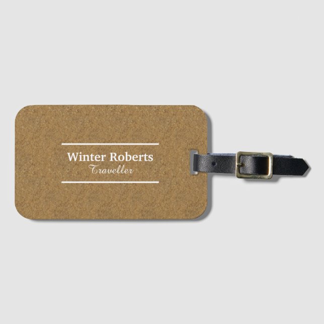 Étiquette À Bagage Bois chic de liège personnalisé (Devant Horizontal)