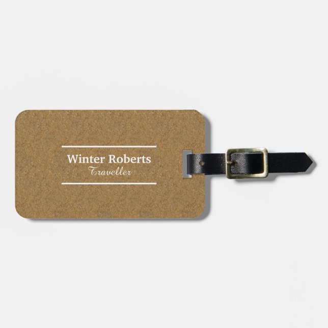 Étiquette À Bagage Bois chic de liège personnalisé (Devant horizontal)