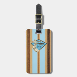 Étiquette À Bagage Bois rayé hawaïen de Faux de planche de surf de