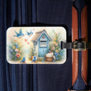Étiquette À Bagage Boîte aux lettres Bleue de Lettres d'Amour Cottage