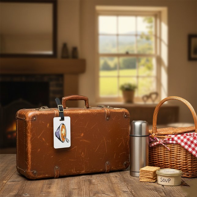 Étiquette À Bagage Bol soupe de tomate avec cuillère (Créateur téléchargé)