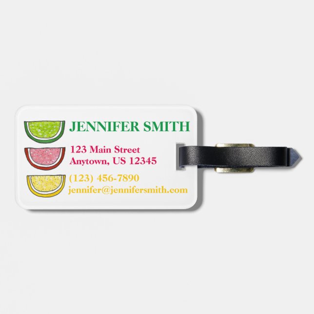 Étiquette À Bagage Bonbons de gomme, agrumes, tranches de fruits, suc (Dos horizontal)