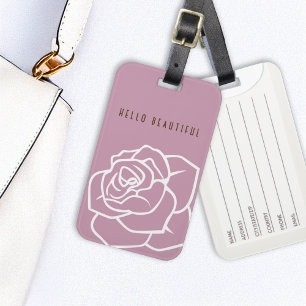 Étiquette À Bagage Bonjour Belle - Rose Rose Moderne Chic