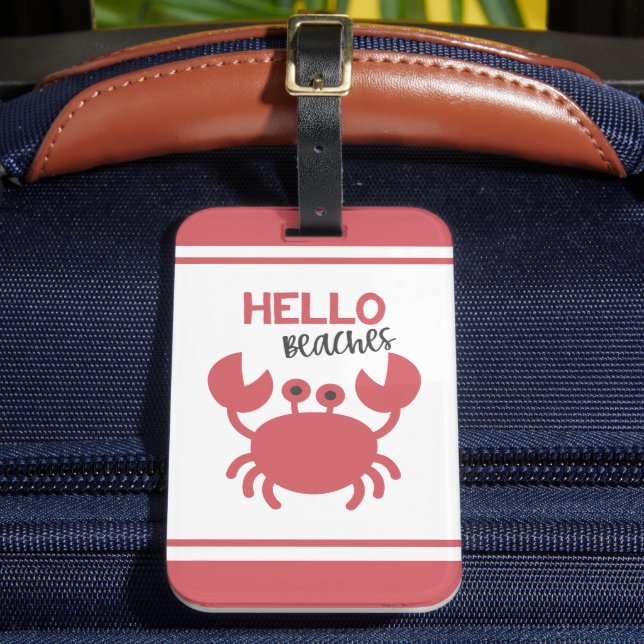 Étiquette À Bagage Bonjour Plages - Drôle Citation Cute Crab Cartogra (Insitu Rectoal 2)