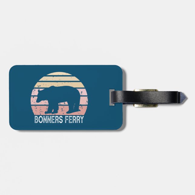 Étiquette À Bagage Bonners Ferry Idaho Retro Bear (Dos horizontal)