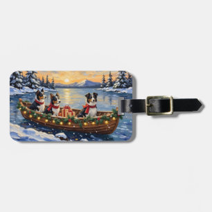 Étiquette À Bagage Border Collie Noël Bateau Fêtes