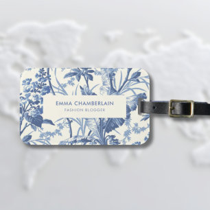 Étiquette À Bagage Botanique Bleu et Blanc Chinoiserie Personnalisé