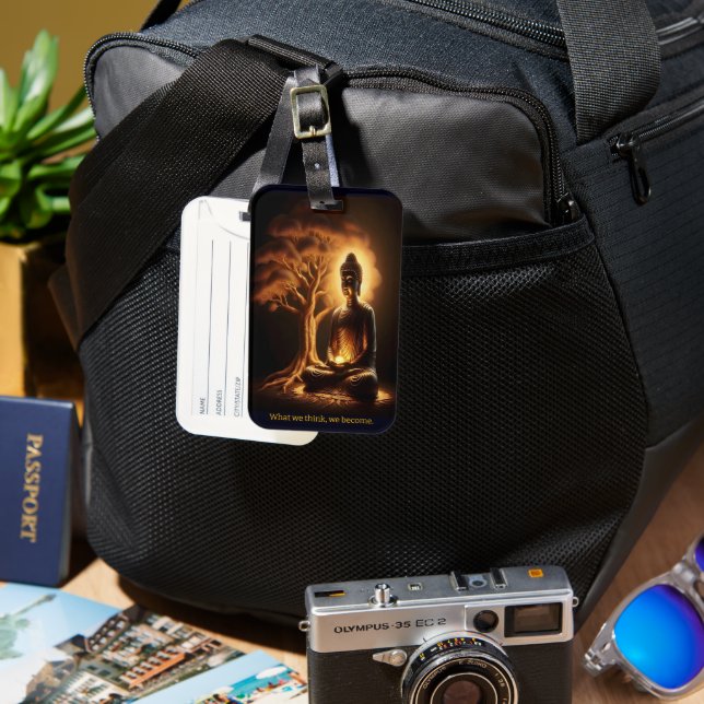 Étiquette À Bagage Bouddha méditant sous un arbre (Recto & Verso)