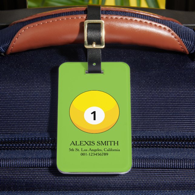 Étiquette À Bagage Boule Billiard Jaune Numéro Un Personnaliser (Insitu Rectoal 2)