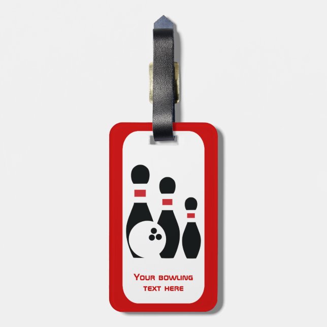Étiquette À Bagage Boule de bowling et broches personnalisées (Dos Vertical)