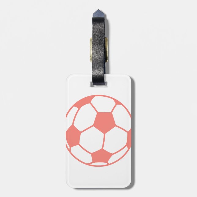 Étiquette À Bagage Boule de football rose corail (Dos Vertical)