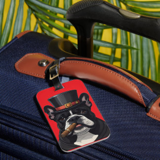 Étiquette À Bagage Bouledogue français French Bulldog cigare