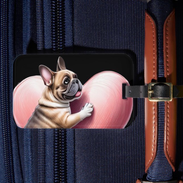 Étiquette À Bagage Bouledogue français Saint-Valentin french Bulldog (Insitu Rectoal 4)