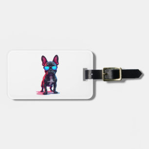 Étiquette À Bagage Bouledogue français SciFi portant des lunettes de 