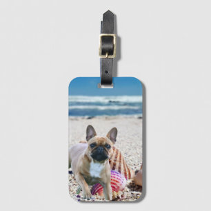 Étiquette À Bagage Bouledogue français sur la plage Bouledogue frança