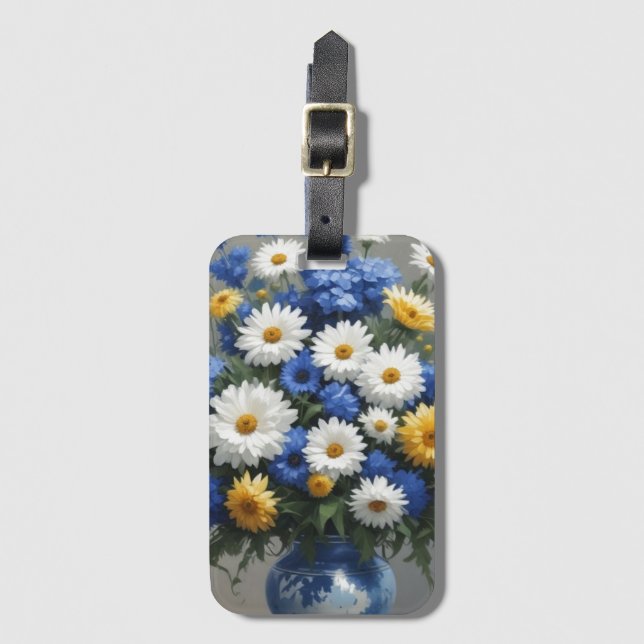 Étiquette À Bagage Bouquet de fleurs Elégante aquarelle (Devant Vertical)