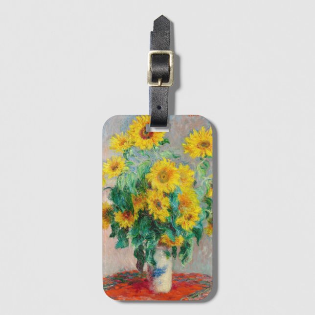 Étiquette À Bagage Bouquet de tournesols Claude Monet (Devant Vertical)