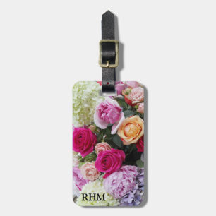 Étiquette À Bagage Bouquet personnalisé des fleurs d'été Monogramme R