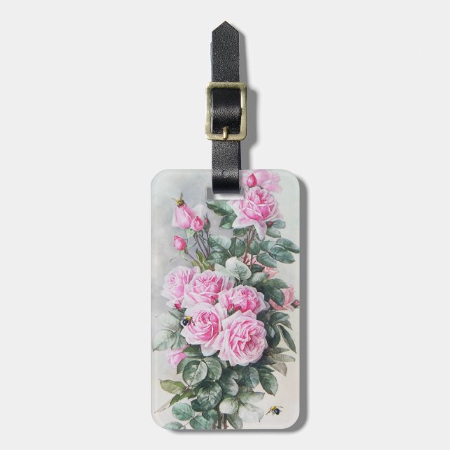 Étiquette À Bagage Bouquet rose vintage de roses (Devant Vertical)