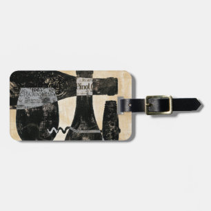 Étiquette À Bagage Bouteille et verre de vin