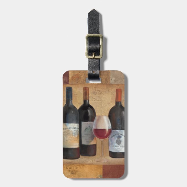 Étiquette À Bagage Bouteilles de vin avec le verre (Devant Vertical)