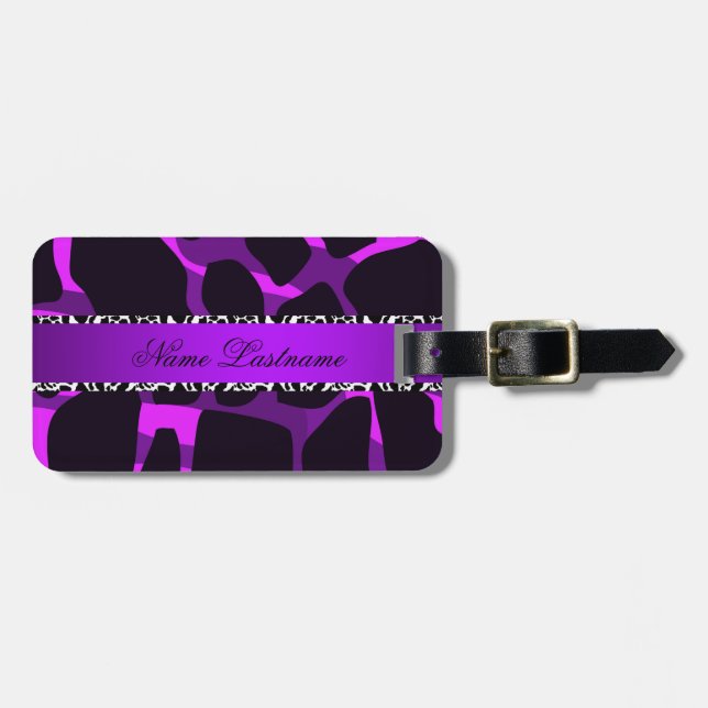 Étiquette À Bagage Boutique Purple Leopard Cow Imprimer (Devant horizontal)