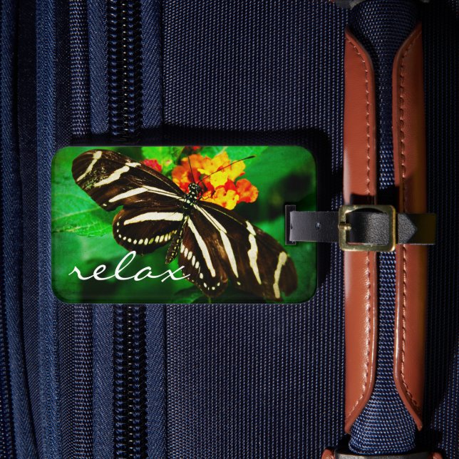 Étiquette À Bagage Bouton noir blanc à rayures Photo Script de relaxa (Insitu Rectoal 4)