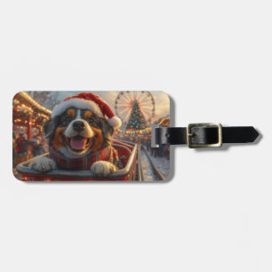 Étiquette À Bagage Bouviers des Flandres Chien Montagnes Russes Noël