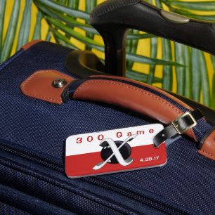 Étiquette À Bagage Bowling 300 Badge de jeu en rouge et blanc