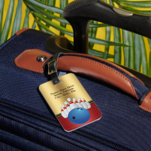 Étiquette À Bagage Bowling Sport Ball et Pins personnalisent