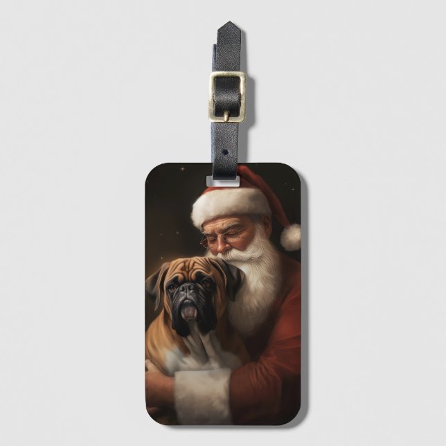 Étiquette À Bagage Boxer avec Noël Festif du Père Noël (Devant Vertical)