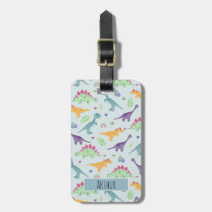 Étiquette À Bagage Boys Cute Blue Dinosaur Nom du Motif Enfants