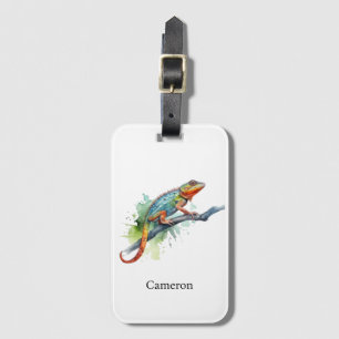Étiquette À Bagage Branche des couleurs : Chameleon Art, coutume