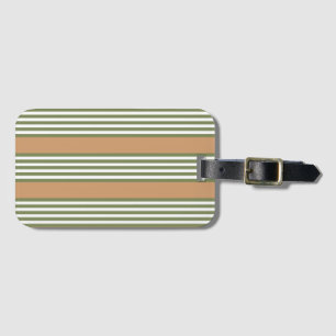 Étiquette À Bagage Brayures vert olive et blanc motif avec bronze