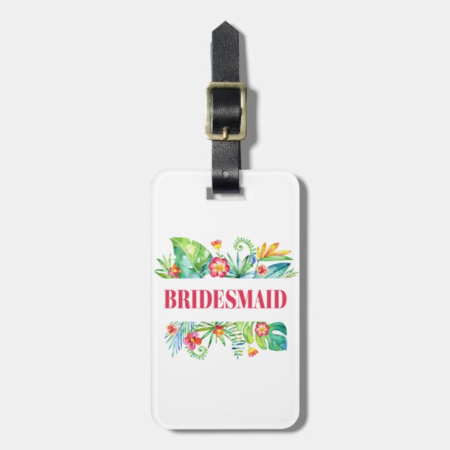 Étiquette À Bagage Bridesmaid Tropical Beach Destination Mariage (Devant Vertical)