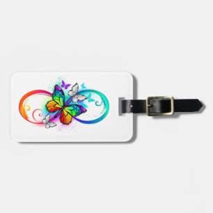 Étiquette À Bagage Bright infinity with rainbow butterfly