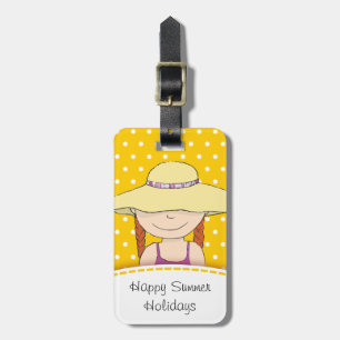 Étiquette À Bagage Bright jaune soleil casquette fille polka nommé ét