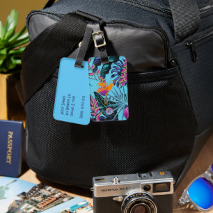 Étiquette À Bagage Bright Tropical Folift Motif avec Hummingbird