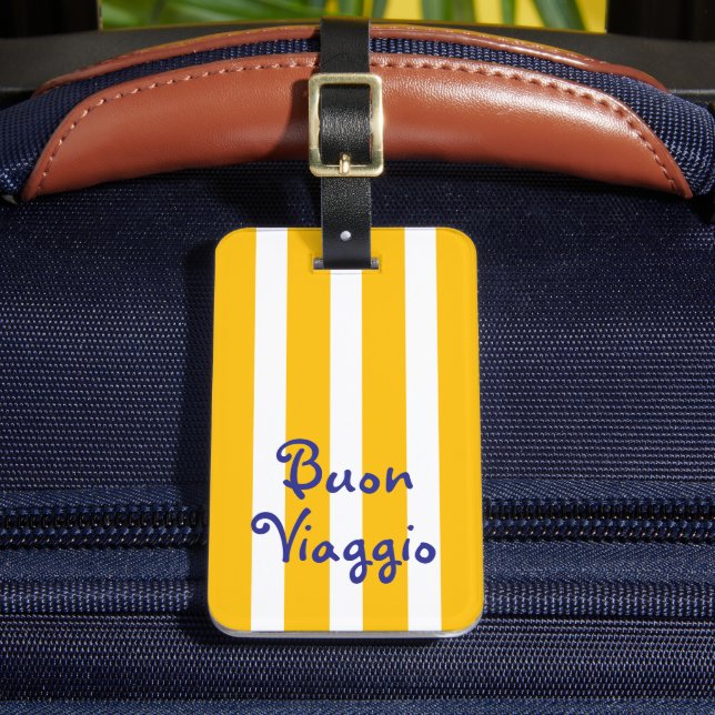 Étiquette À Bagage Bright Yellow Orange Stripes | Buon Viaggio (Insitu Rectoal 2)