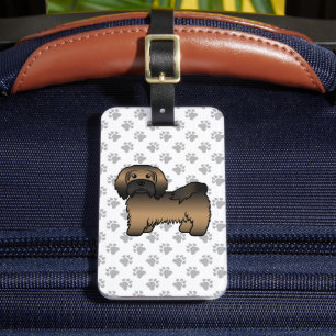 Étiquette À Bagage Brindle Havanais mignon dessin animé chien et text