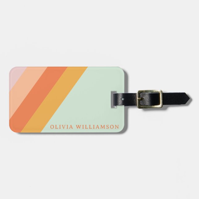 Étiquette À Bagage Broches Retro personnalisées Mint Peach Pastel (Devant horizontal)