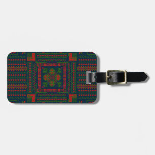 Étiquette À Bagage Broderie palestinienne Tatreez rouge vert 5 Motif