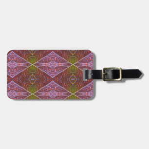 Étiquette À Bagage Bronze & Feuille verte Ikat 20