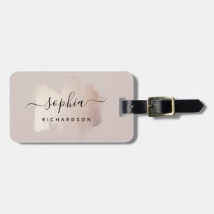 Étiquette À Bagage Brouillon Chic Faux Rose Gold sur Rose neutre