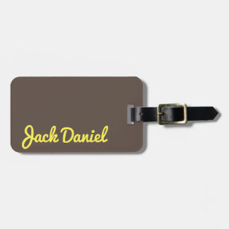Étiquette À Bagage Brown foncé Jaune élégant Gras Monogramme Masculin