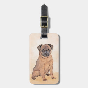 Étiquette À Bagage Bruxelles Griffon Smooth Painting Original Chien A