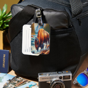 Étiquette À Bagage Buffle majestueux dans des eaux tranquilles