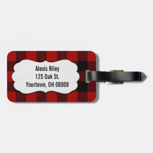 Étiquette À Bagage buffle rouge et noir plaid