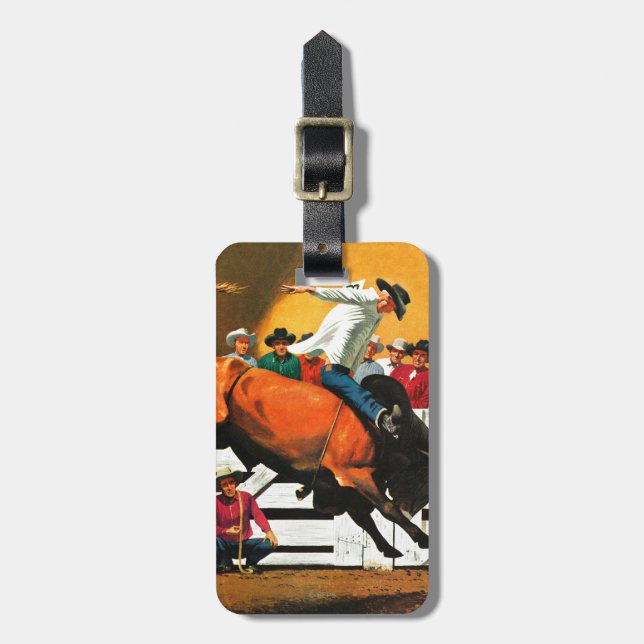 Étiquette À Bagage Bull Riding par Fred Ludekens (Devant Vertical)