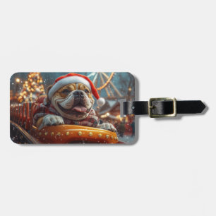 Étiquette À Bagage Bullmastiff Chien Montagnes Russes Noël 